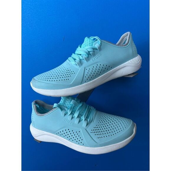 New Crocs LiteRide Pacer Womens 10 Ice Blue Lace Up Walking Tennis Shoes 205234 - Picture 3 of 6
